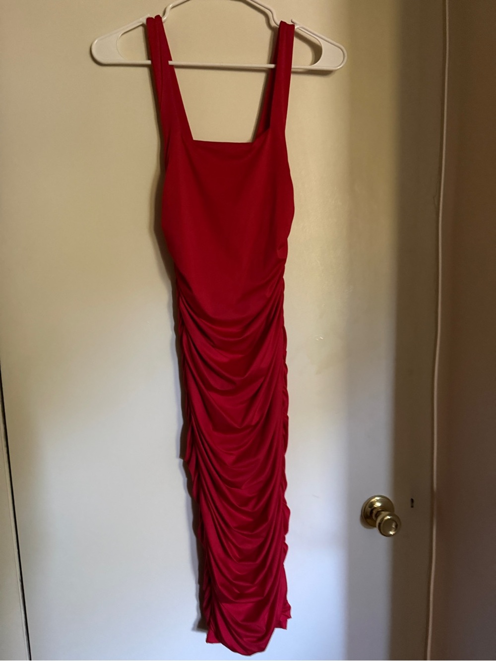 Red Ruched Tank Maxi Dress